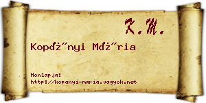 Kopányi Mária névjegykártya