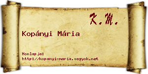 Kopányi Mária névjegykártya