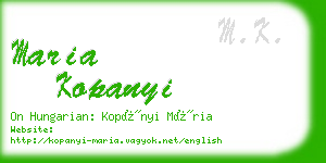 maria kopanyi business card